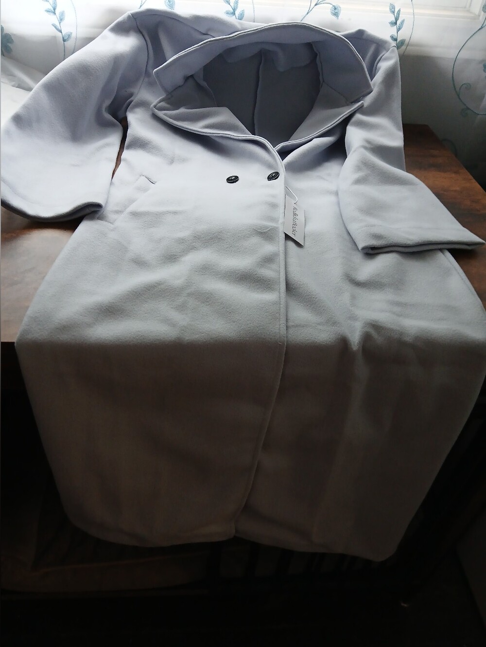 Light Gray Women's Collared Coat - Elegant Double-Breasted Style